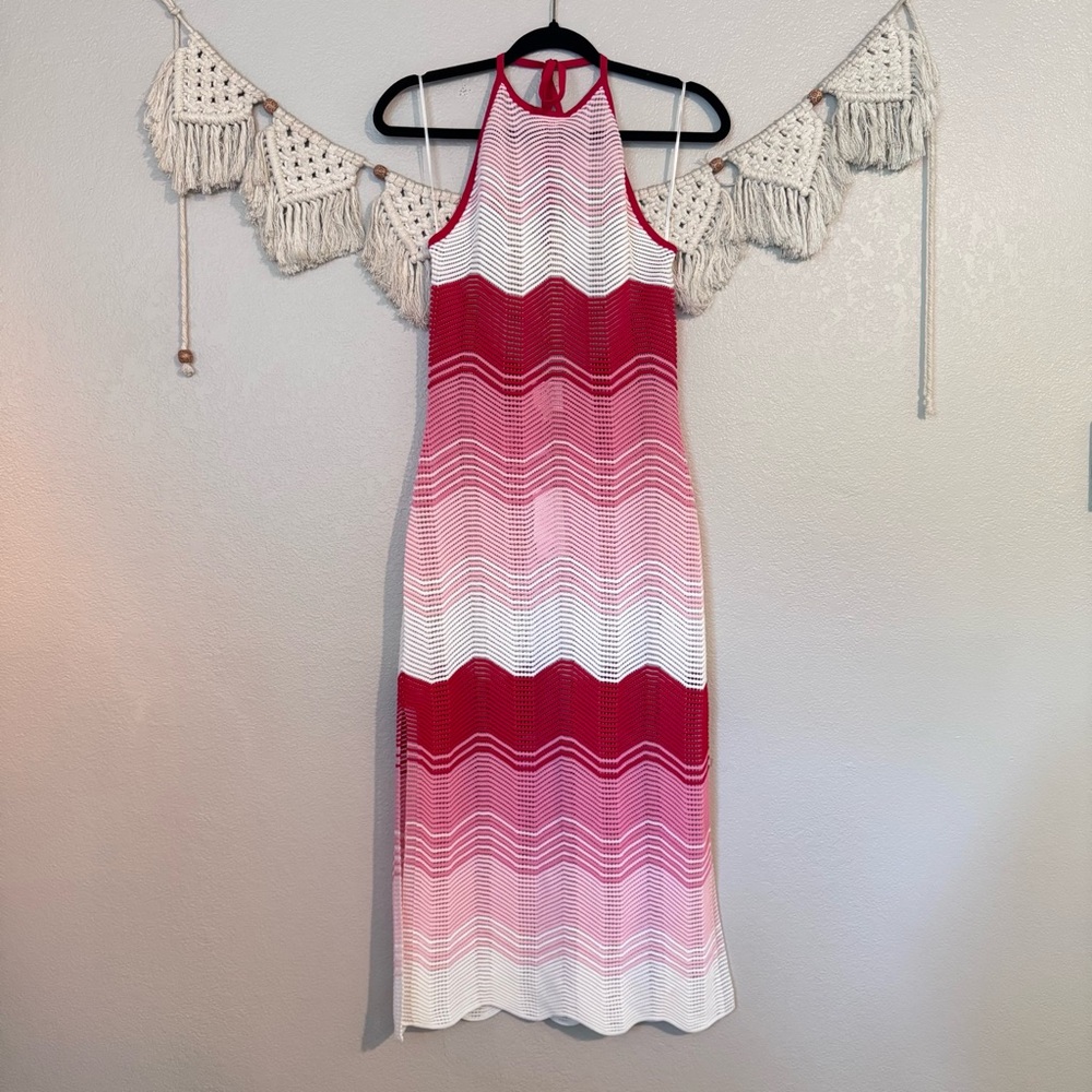 MILLY Cabana‎ Gradient Wave Midi Dress in Pink Multi NWT